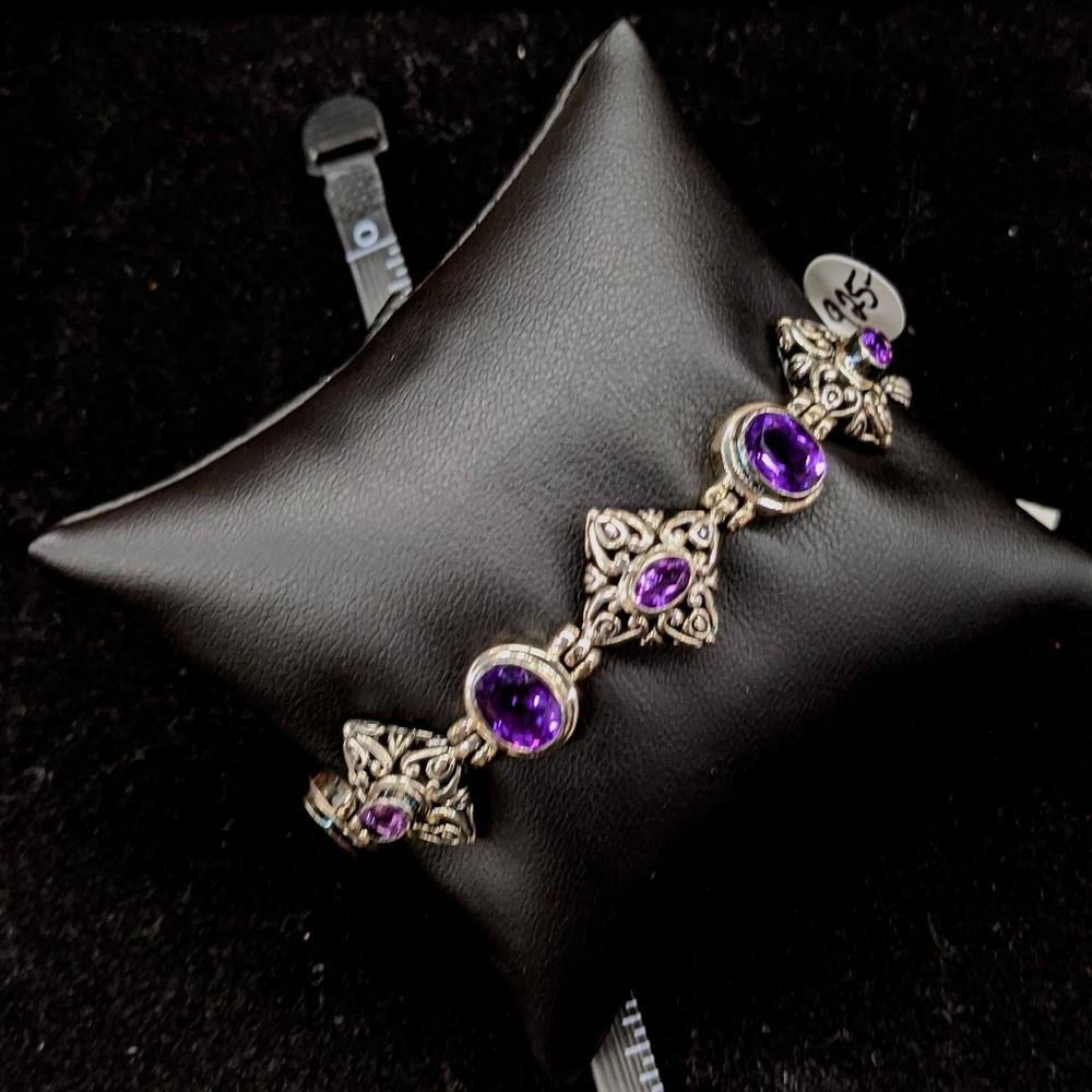 African Amethyst and Sterling Silver Bracelet NWT